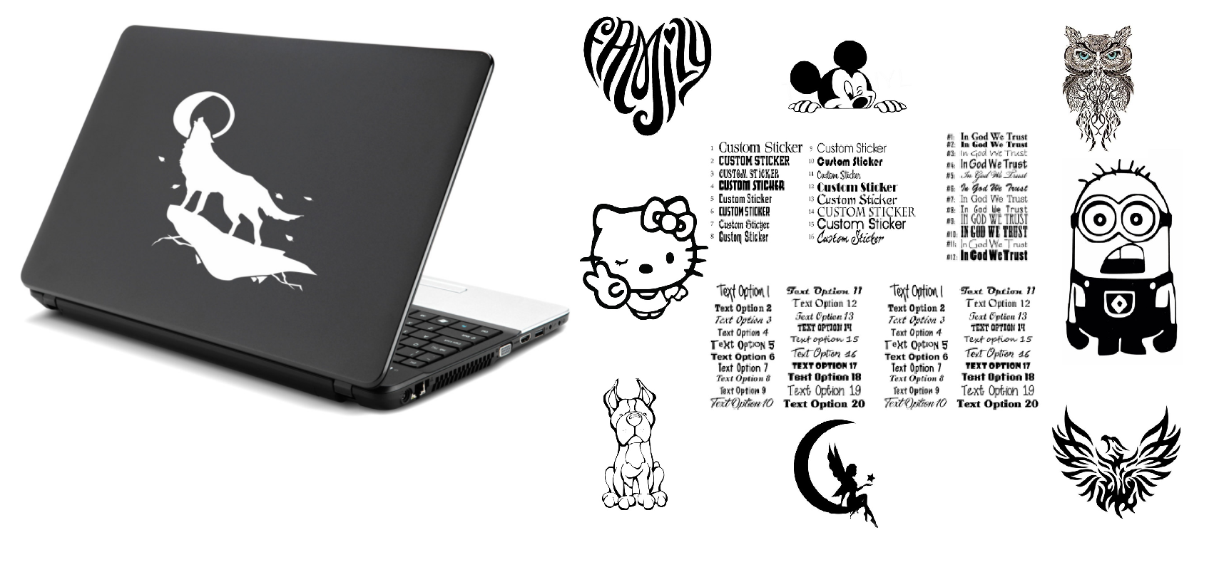 Silver laptop with decals